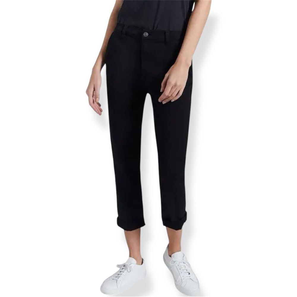 NWT Current Elliot Black Cropped Rolled Hem Casual Straight Leg Pants